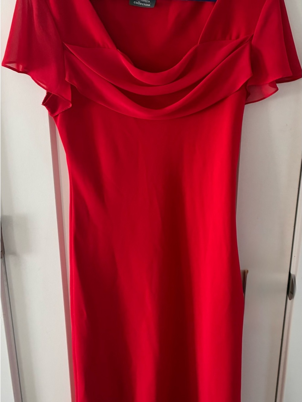 Dressbarn Collection Red Cowl-Neck Midi Dress